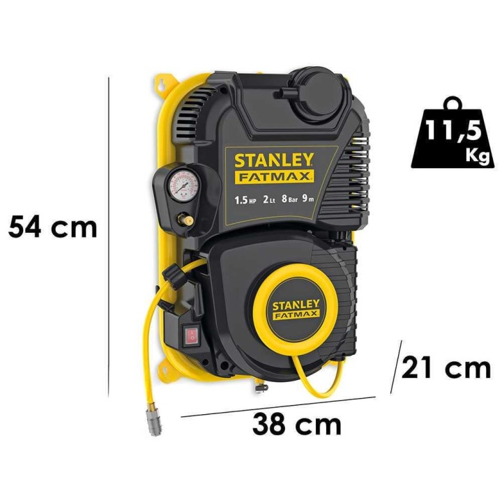 Stanley Wall Tech Pro seinäkompressori, öljytön, 1,5 HP, 2 l, 230 V