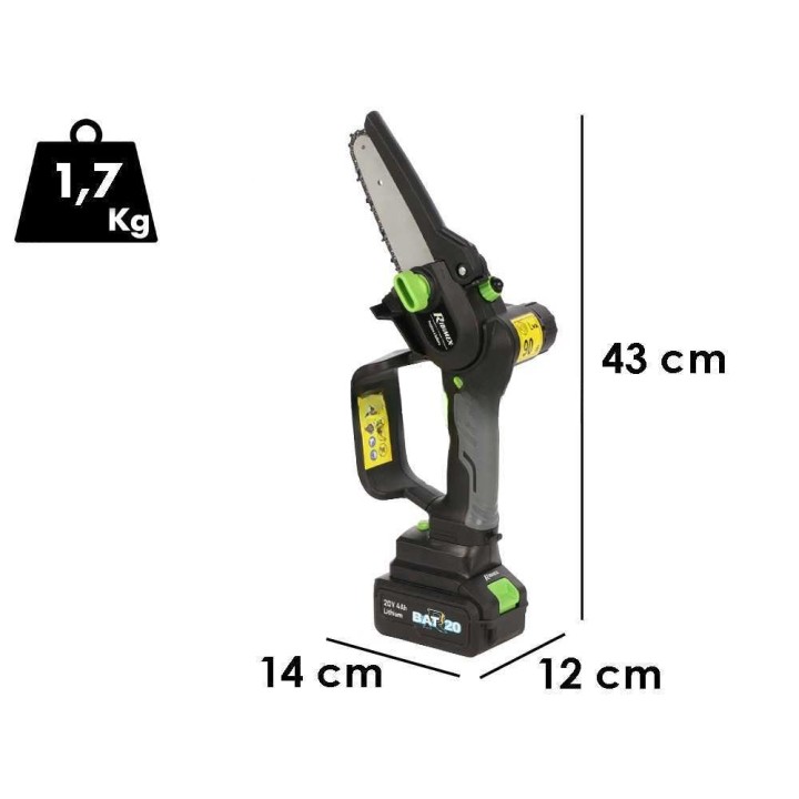 Ribimex PRBAT20/ELAG akkukäyttöinen oksasaha, 20 V, 4 Ah, 15 cm