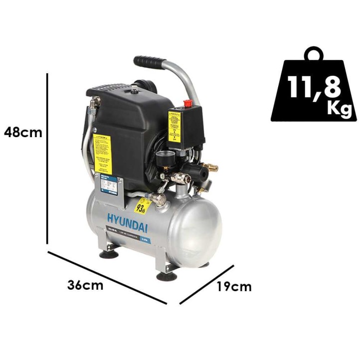 Hyundai BA1-80-6L sähkökompressori, 1,5 HP, 6 l, 8 bar