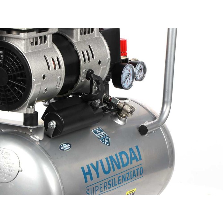 Hyundai 4J-750-24L hiljainen öljytön kompressori, 24 l, 1 HP, 8 bar