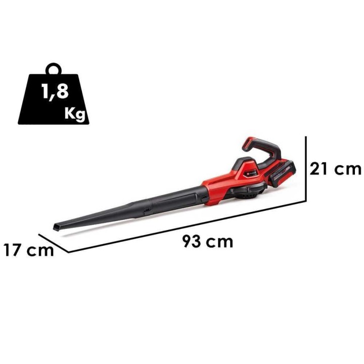 Einhell GE-UB 18/250 Li E akkupuhallin, 18 V, 4 Ah, 250 km/h