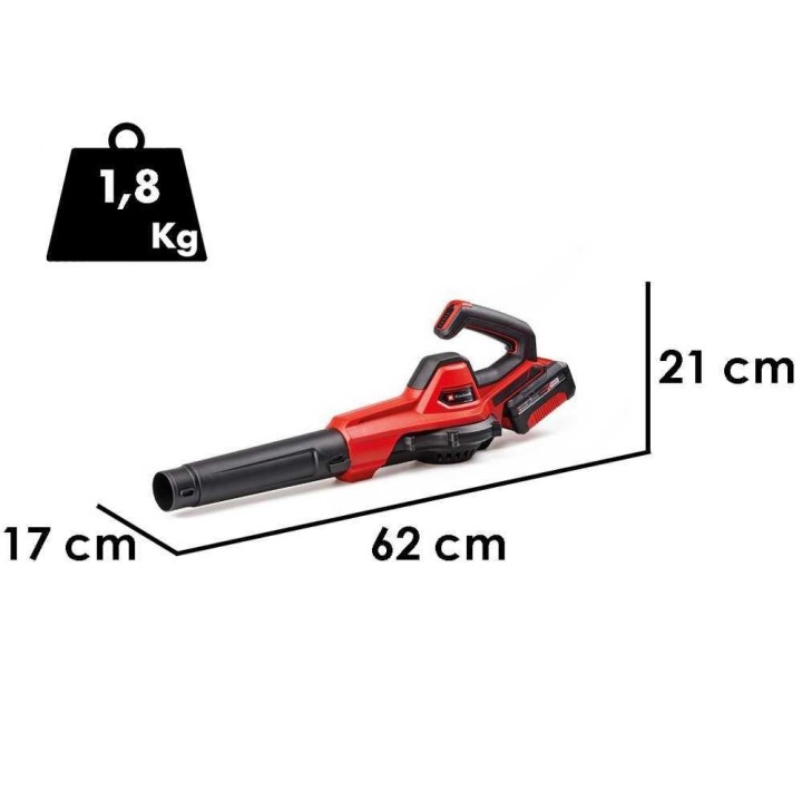 Einhell GE-UB 18/250 Li E akkupuhallin, 18 V, 4 Ah, 250 km/h