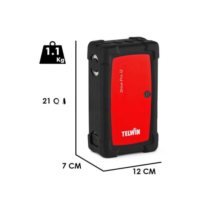 TELWIN DRIVE PRO 12 monitoiminen käynnistin ja virtapankki, 12 V, 12 000 mAh