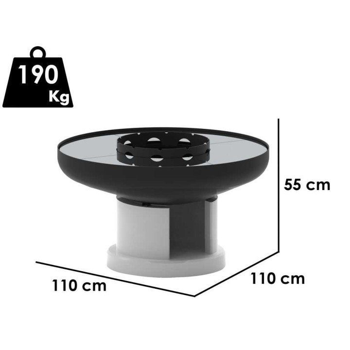 Palazzetti Efesto 110 muurattu puu- ja hiiligrilli, Ø 110 cm, 8 243 cm²
