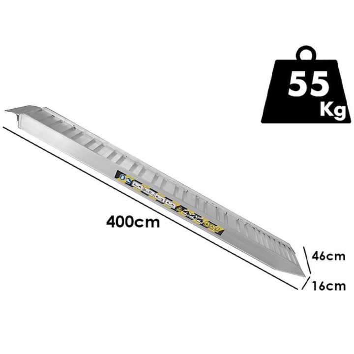 RA150X40 kiinteät alumiiniset kuormausrampit, 400 cm, kantavuus 5 800 kg
