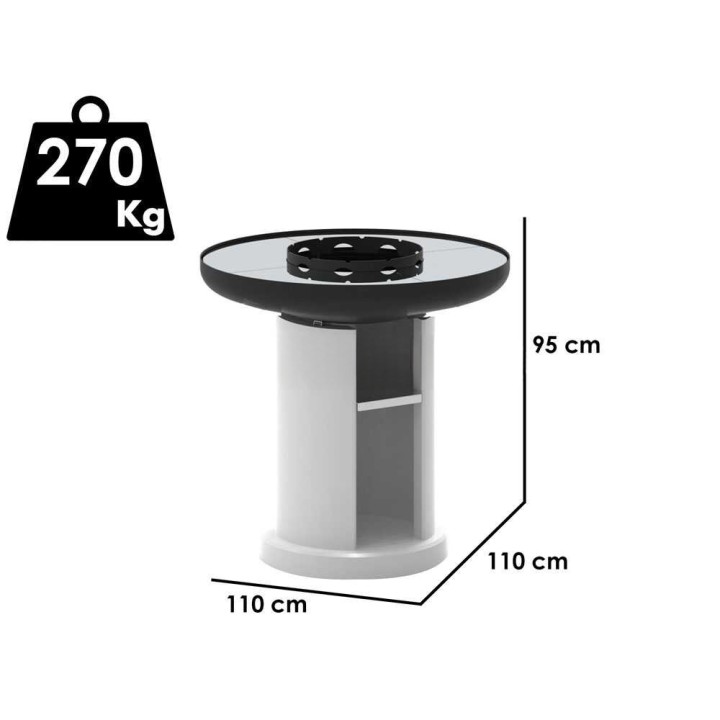 Palazzetti Apollo 110 muurattu puu- ja hiiligrilli, Ø 110 cm, 8 243 cm²