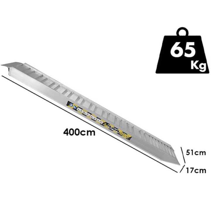 RA170X40 kiinteät alumiiniset lastausrampit, 4 m, 7 650 kg