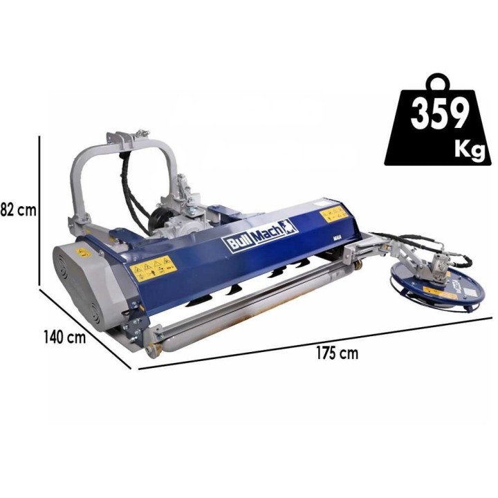 BullMach Maia 155 S traktorimurskain, 155 cm, rivivälileikkuri, hydraulinen sivuttaissiirto
