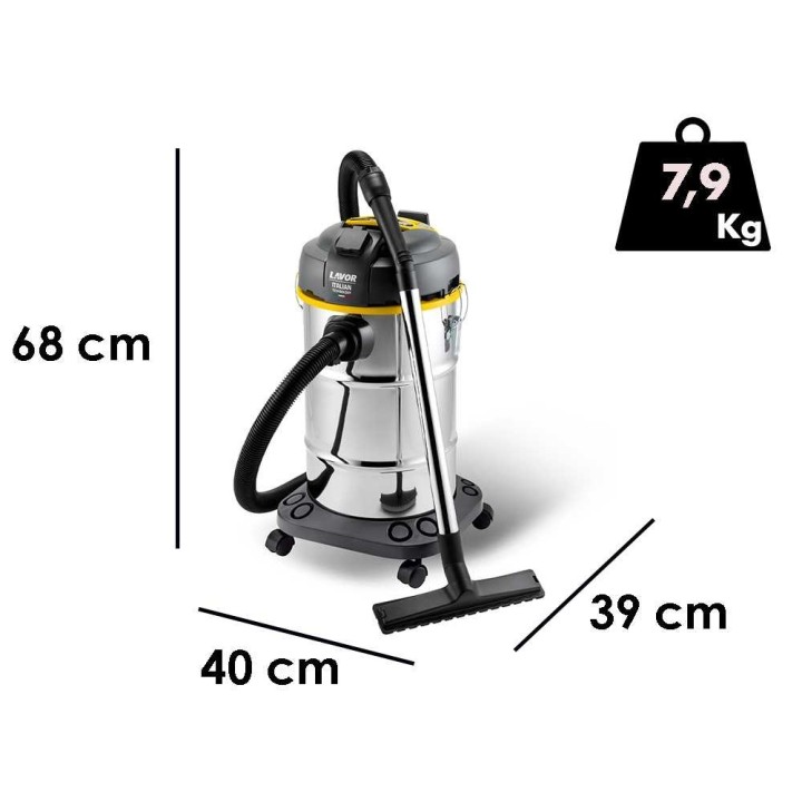 Lavor WTP 30 XE märkä-kuivaimuri, 30 l, 1 400 W, ruostumaton teräs