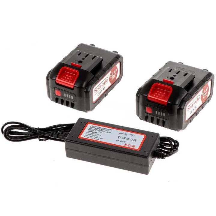 Sbaraglia TECNO Cordless akkupaketti, 2 × 21 V / 5,2 Ah akut ja laturi