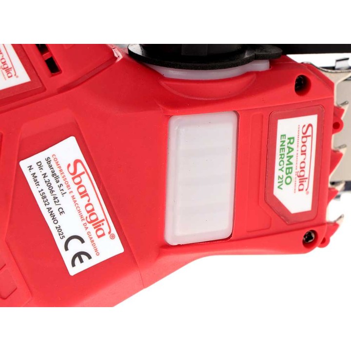 Sbaraglia Rambo Energy 21V akkukäyttöinen oksasaha, 2 × 5,2 Ah, 400 W