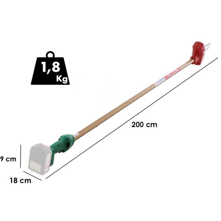 Sbaraglia Ares 21V -oksasaha, 400 W, 180 cm varsi, ilman akkua ja laturia
