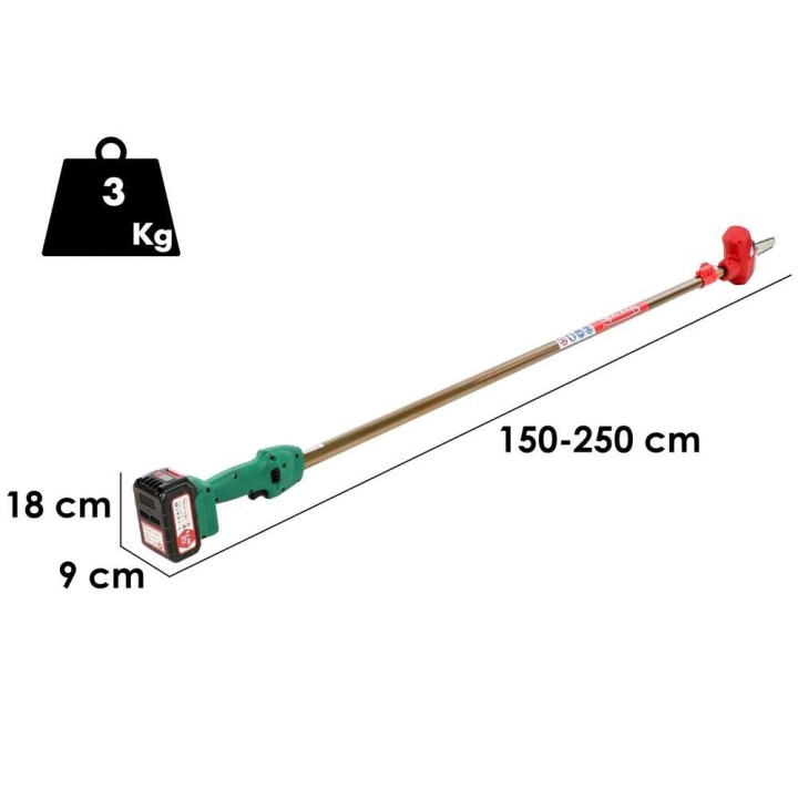 Sbaraglia Ares 21V akkukäyttöinen teleskooppileikkuri, 17,5 cm, 21 V/5,2 Ah