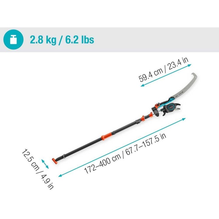 Gardena StarCut Pro L teleskooppioksasakset ja oksasaha, 175–400 cm, 32 mm