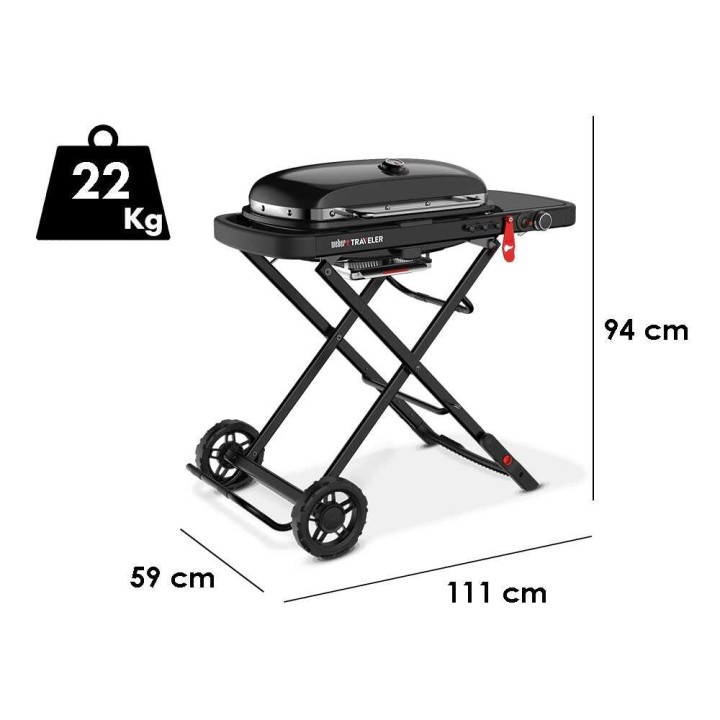 Weber Traveler Stealth kaasugrilli, 3,8 kW, 2 065 cm²