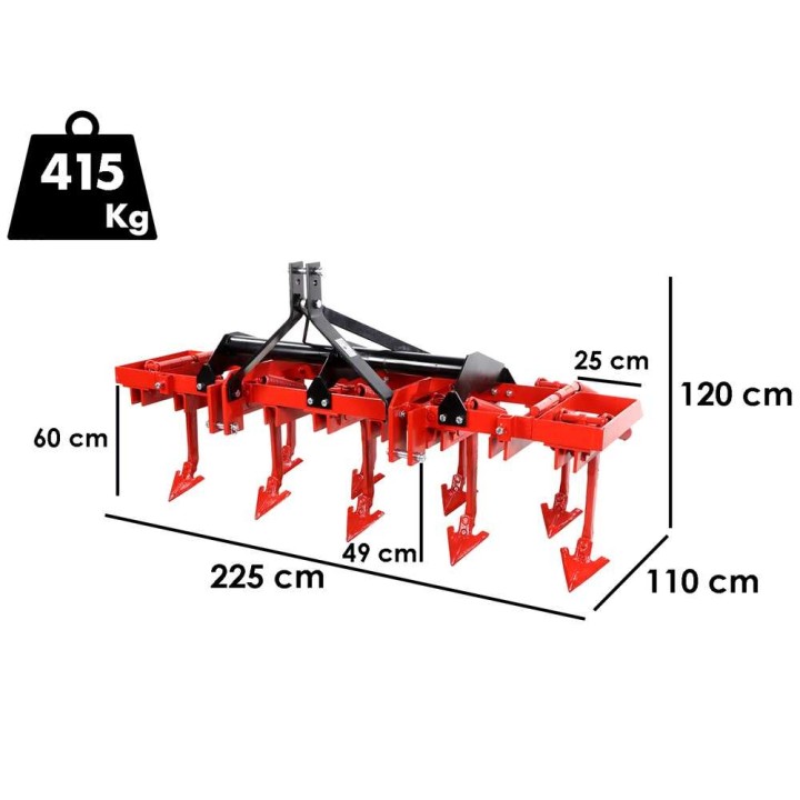 Raskas CMPR9/7 jousikultivaattori traktoriin, 225 cm, 70–90 HP