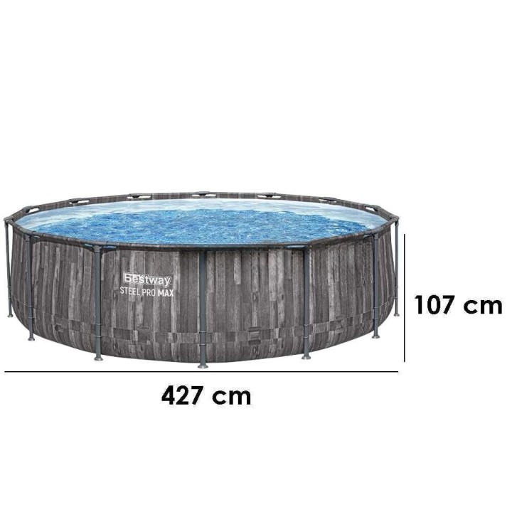 Bestway Steel Pro Max 5614Z allas, Ø427 × 107 cm, 13 030 l, tumma puukuvio