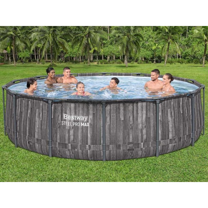 Bestway Steel Pro Max 5614Z allas, Ø427 × 107 cm, 13 030 l, tumma puukuvio