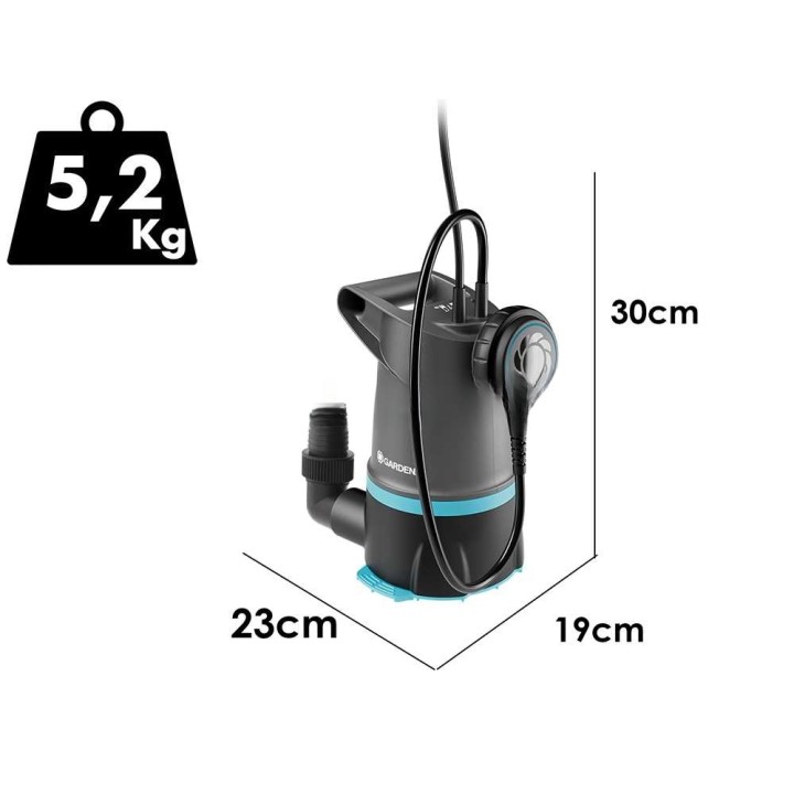 Gardena 20000 BASIC uppopumppu kirkkaalle ja likaiselle vedelle, 550 W, 20 000 l/h