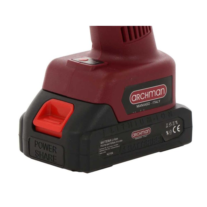Archman FE07-40A akkukäyttöiset oksasakset, 2 × 21 V 2 Ah, 40 mm