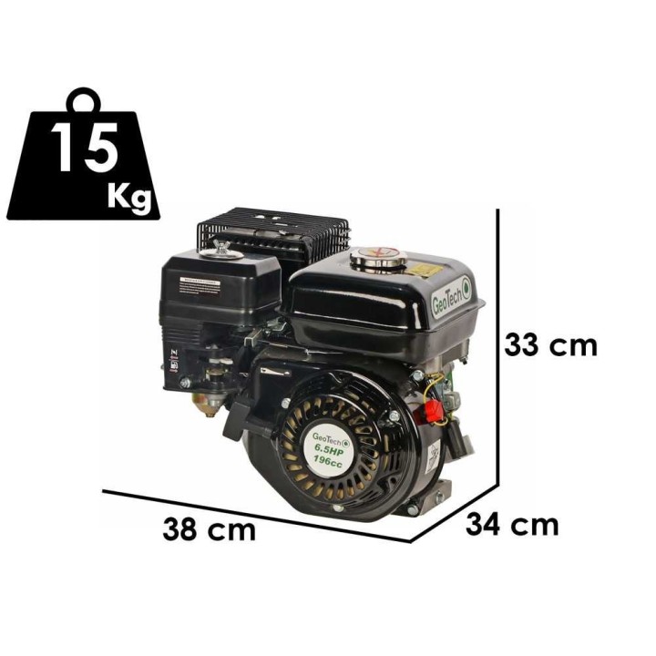 GeoTech 196 cc nelitahtimoottori vaakasuoralla akselilla, 6,5 HP