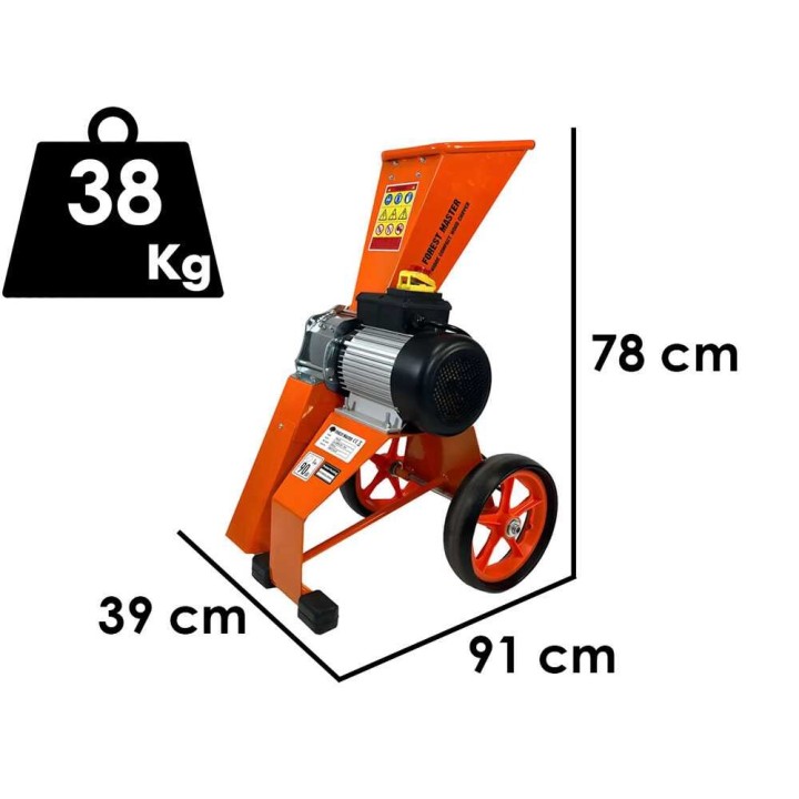 Forest Master FM4DDE-MUL-EU sähköinen biotriturattori, 4 HP, 2 800 W, 230 V