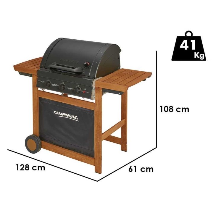 Campingaz Adelaide 3 Woody L Dual Gas -kaasugrilli, 14 kW, 60 × 45 cm