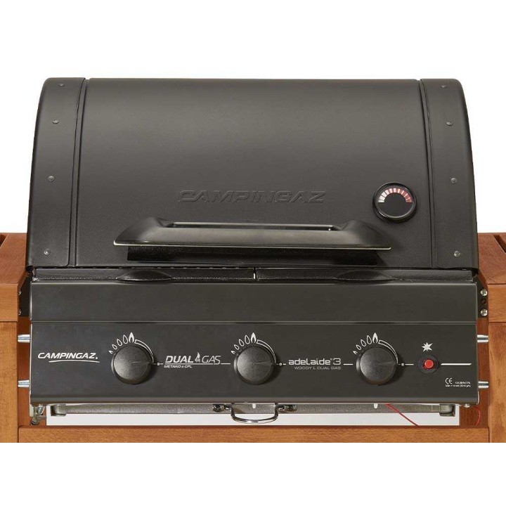 Campingaz Adelaide 3 Woody L Dual Gas -kaasugrilli, 14 kW, 60 × 45 cm