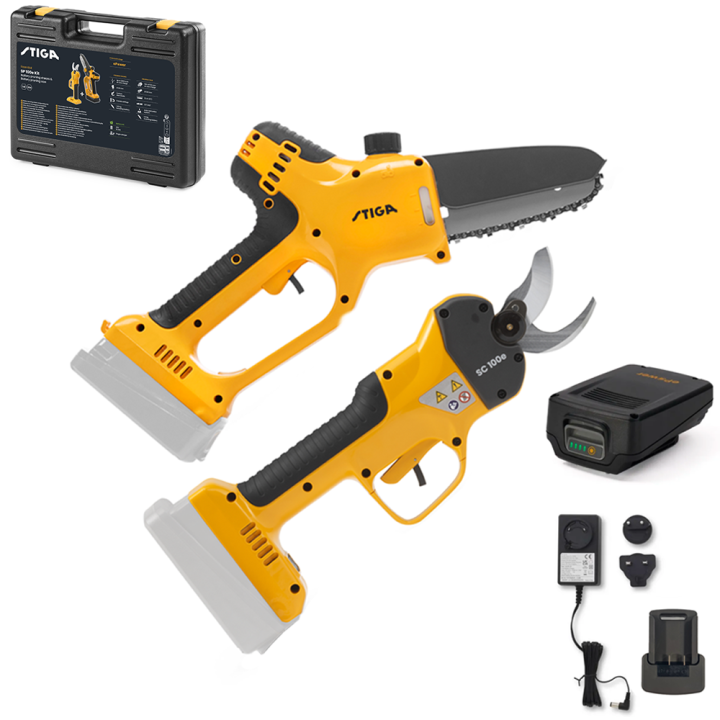 Stiga SP 100e Kit akkukäyttöinen oksasaha ja oksasakset 20 V 2 Ah