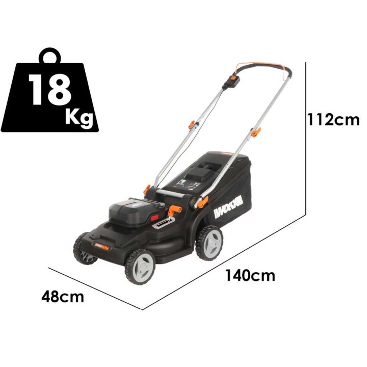 Worx Nitro WG745E akkuruohonleikkuri, 40 V, 41 cm, 2 × 4 Ah