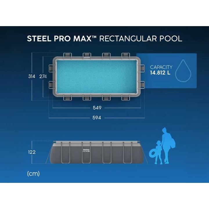 Bestway Steel Pro Max 56465 allas 549 × 274 × 122 cm, 7–8 henkilölle