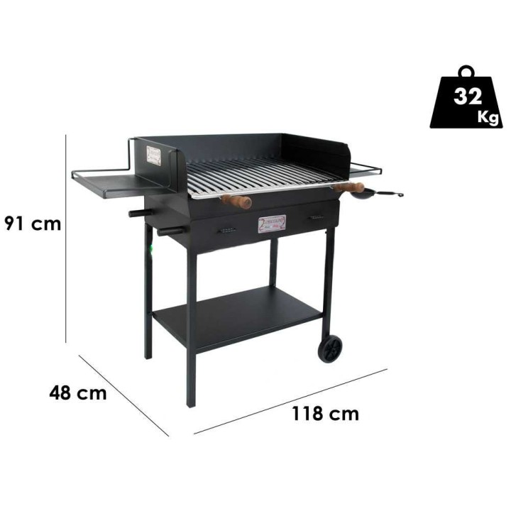 Cruccolini Festa Plus puu- ja hiiligrilli, ruostumaton ritilä 69 × 46 cm