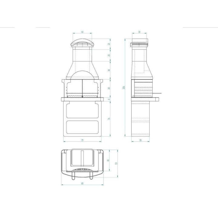Linea VZ Rimini New hiiligrilli, sementti, 67 × 40 cm