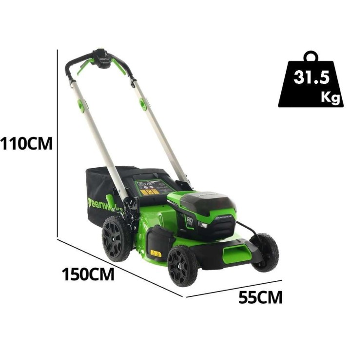 Greenworks GD60LM51SPK4 akkuruohonleikkuri, 60 V, 51 cm