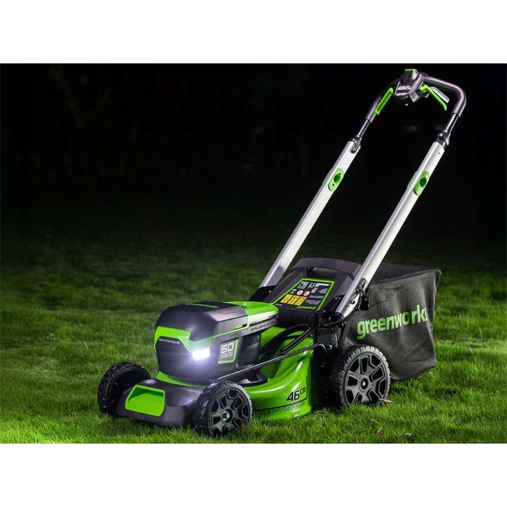 Greenworks GD60LM46SPK4 akkuruohonleikkuri, 46 cm, 60 V, 4 Ah, vetävä