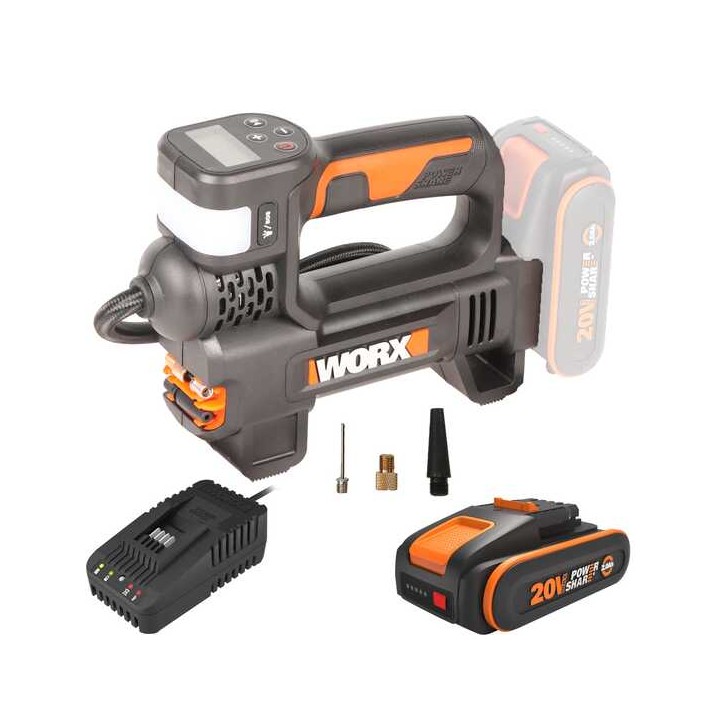 Worx WX092 akkukompressori 20 V 2 Ah 10 bar