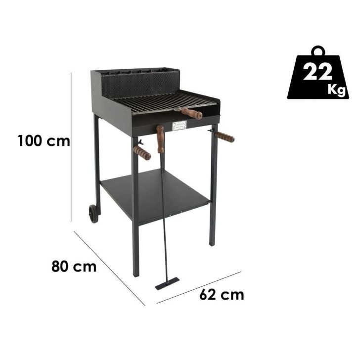 Cruccolini Fuocone Oliveto puu- ja hiiligrilli, 50 × 37 cm, 1 850 cm²