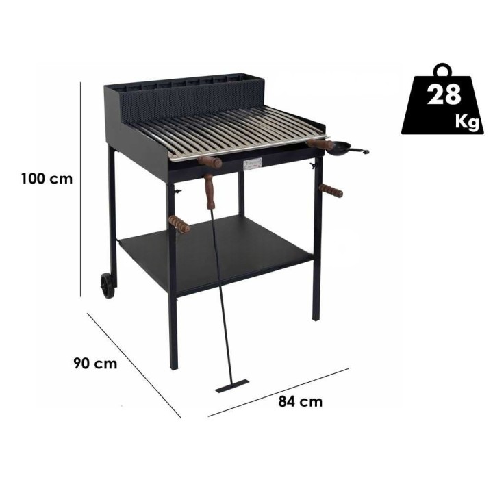 Cruccolini Belvedere Maxi -puu- ja hiiligrilli, 67 × 46 cm, ruostumaton ritilä