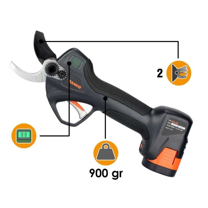 Bahco BCL235 akkukäyttöiset oksasakset, 2 × 14,4 V / 2,5 Ah