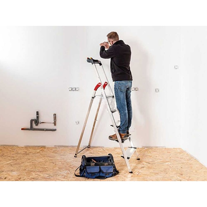 Hailo ProfiStep XXL 5 -alumiinitikas, 5 askelmaa, 150 kg, työskentelykorkeus 260 cm