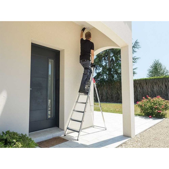Hailo L60 6 -tasotikas, alumiini, kaide, 328 cm työskentelykorkeus