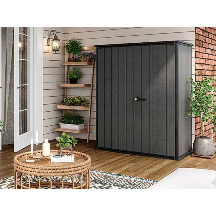Keter Cortina Alto säilytyskaappi puutarhatyökaluille, 1 400 l, 140 × 73,6 × 170,4 cm