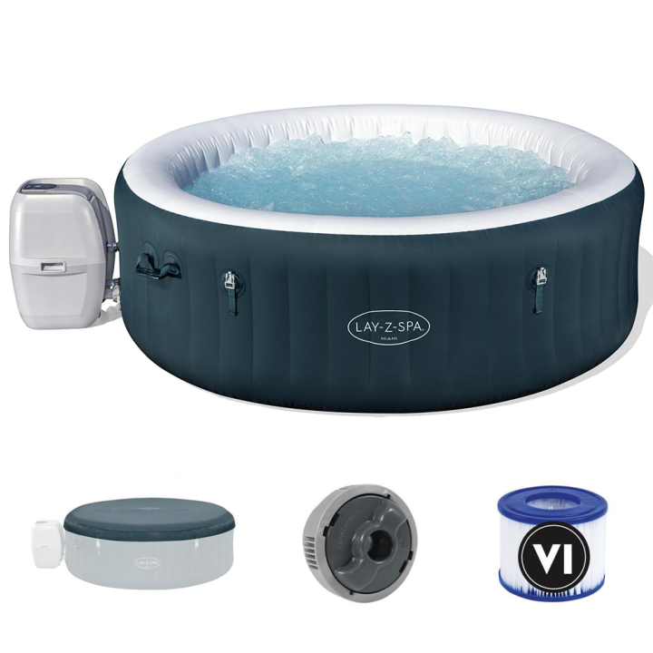 Bestway Lay Z Spa Miami AirJet 6001D poreallas 5 6 henkilölle 196 66 cm vihreä