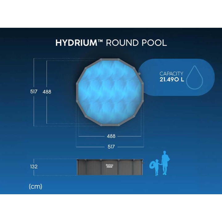 Bestway Hydrium 561CU allas 9–10 henkilölle, Ø488 × 132 cm
