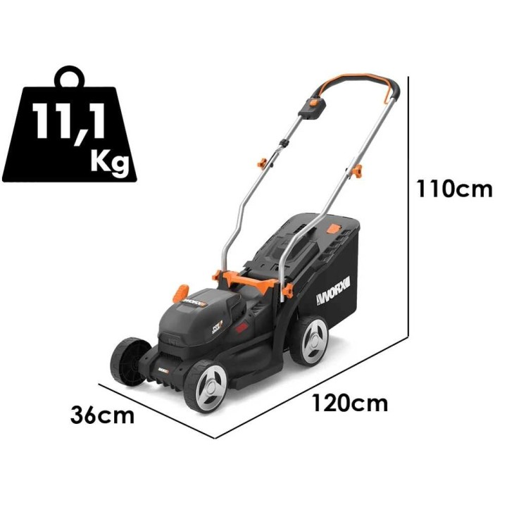 Worx WG733E akkuruohonleikkuri, 20 V, 4 Ah, leikkuuleveys 33 cm