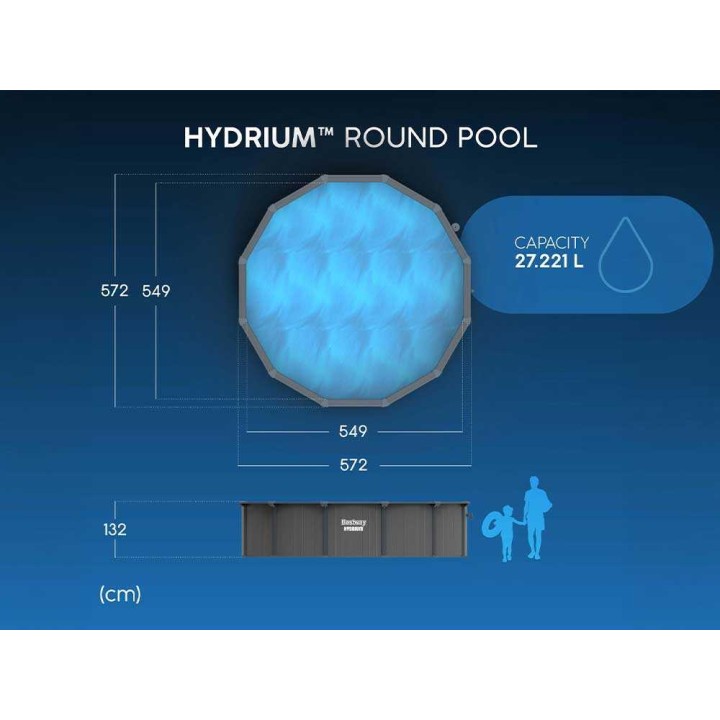 Bestway Hydrium 561CS allas, Ø549 × 132 cm, 27 221 l, hiekkasuodatin