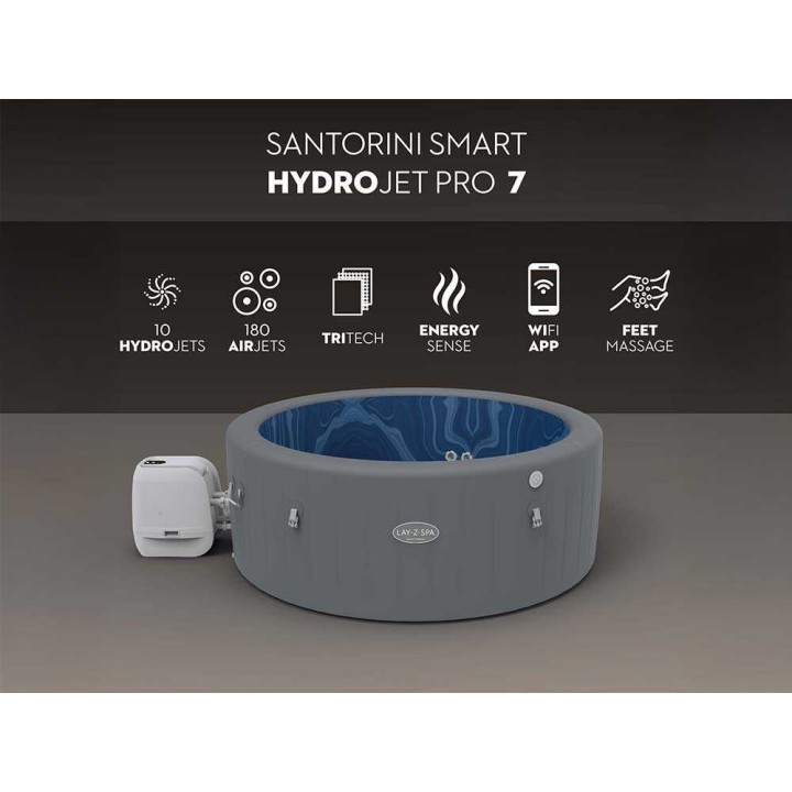 Bestway Lay-Z-Spa Santorini HydroJet 6001T poreallas, 216 × 216 × 80 cm, 7–8 henkilöä