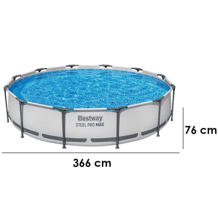 Bestway Steel Pro Max 56416 uima-allas, Ø366 × 76 cm, 5–6 henkilölle