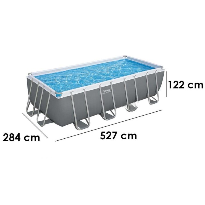Bestway Steel Pro Max 56670 uima-allas, 488 × 244 × 122 cm, 5–6 henkilölle