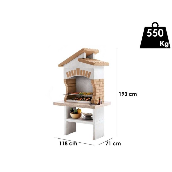 Palazzetti Tupai 2 muurattu puu- ja hiiligrilli, 68 × 40 cm, 550 kg